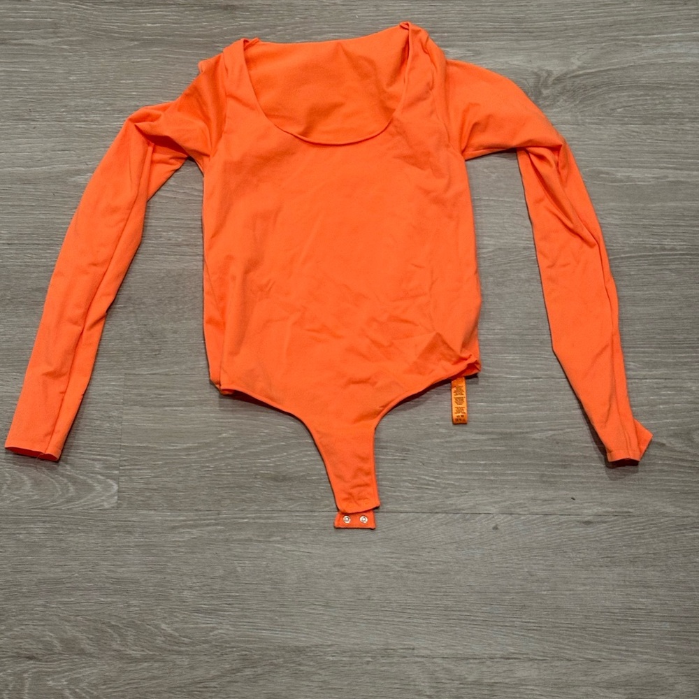 SKIMS Orange Long Sleeve Bodysuit